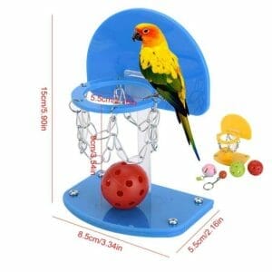 Womdee Bird Training Toy, Parrot Activity Toys with Mini Basketball Stands, Bird Chew Bites for Small Parakeets Cockatiels, Conures, Macaws, Parrots, Love Birds, Finches